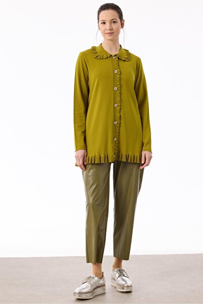 Tığ Triko Fırfır Detaylı Rayon Hırka ASİT