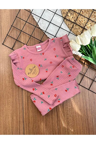 ArdenKids 3-7 Yaş Gül Kurusu Laleli Alt Üst Takım