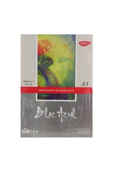 daço Acrylic A3 Daco Drawing Block, Canvas Texture, 10 Tabs, 300 g/m²