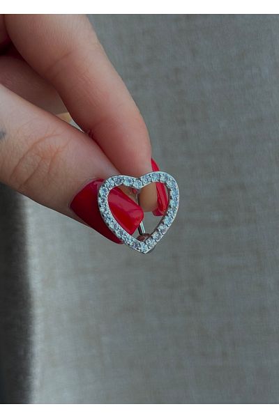 Home Sihra Accessories Heart Model Belly Button Ring Silver Color