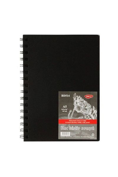 daço Daco A5 Drawing Paper Pad, 30 Tabs, 140 gsm, Black Paper