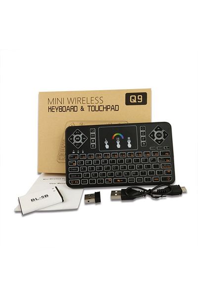 TECHSTAR Wireless keyboard Techstar® Q9 RGB lighting, QWERTY, Plug&Play, Tochpad, Keyboard, Mouse