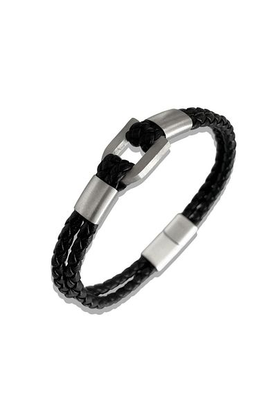Necati Gün Ars183 Men's Leather Steel Bracelet