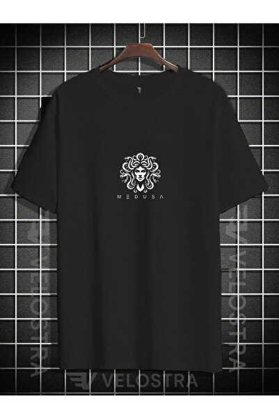 Velostra تي شيرت مطبوع عليه ميدوسا للجنسين مقاس كبير