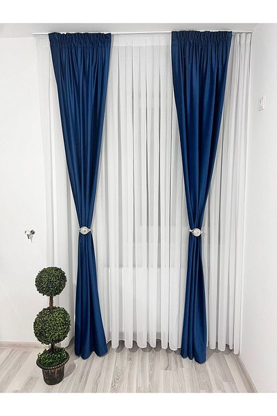 Metropolitan Concept Set of two Ronda velvet curtains, navy blue, worked on 10 cm wide pleats, 2x150x270 cm