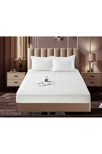 CHIRASO CHIRASO Bed Topper Set, VELVET, ELASTIC 160x200+30cm and 2 Pillowcases 50x70cm, white