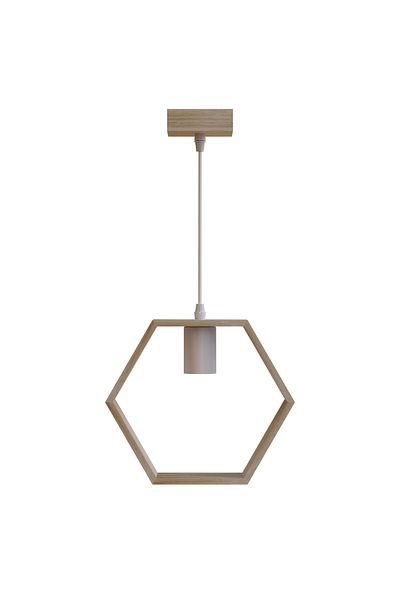 Sofia Concept Sophie Modern Wooden Pendant Lamp, Adjustable Height, E27, 110 Cm, Hexagon, White/Beige