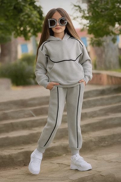 MAXI DRY Girl's Hooded Piping Tracksuit Set
