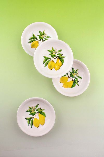 Bursa Porselen Dekor Lemon 4 Pieces Porcelain Snack Bowl