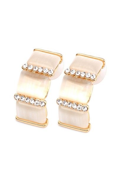 Kelan Cercei argint 925 placat cu aur 14K cu perle, design rectangular