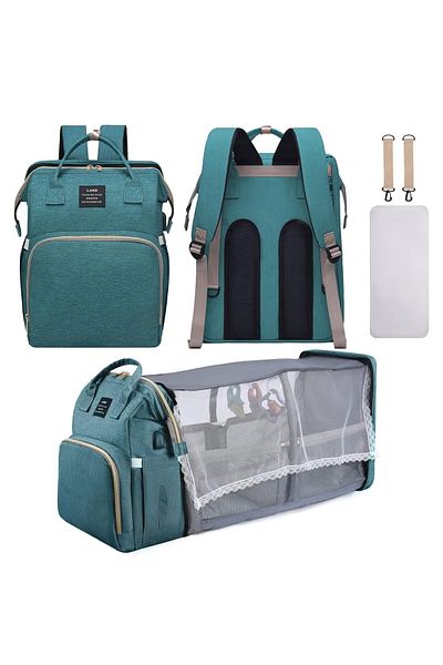 Yelajoy Mother and baby cloth backpack with changing station, multifunctional folding cot