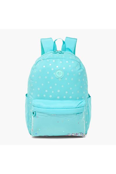 Juniors Star Print Backpack with Adjustable Straps and Zip Closure - 16 inches