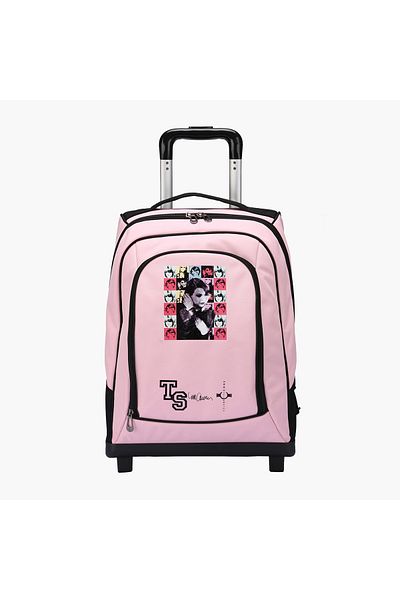 Celebrtyicons Swifties Print Trolley Backpack with Adjustable Straps and Zip Closure - 36x23x47 cm