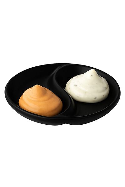 ARVALE 2 Compartment Ceramic Sauce Bowl and Snack Bowl Breakfast Set (6Pcs)