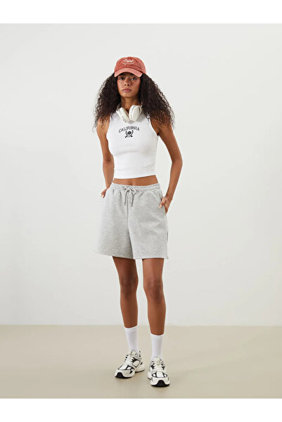 LC Waikiki XSIDE ACTIVE Γκρι Γυναικείο Αθλητικό Σορτς με Ελαστική Μέση