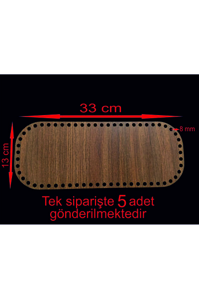 Wood Walnut 33x13 Cm Basket Bamboo Tray Knit Plate Underplate With Hole Crochet Base Work Basket Base