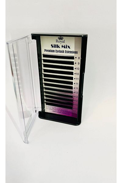 Royal Extensii de gene Premium ROYAL Silk, Curbură CC, Grosime 0.12 mm, Lungime Mix, 12 rânduri