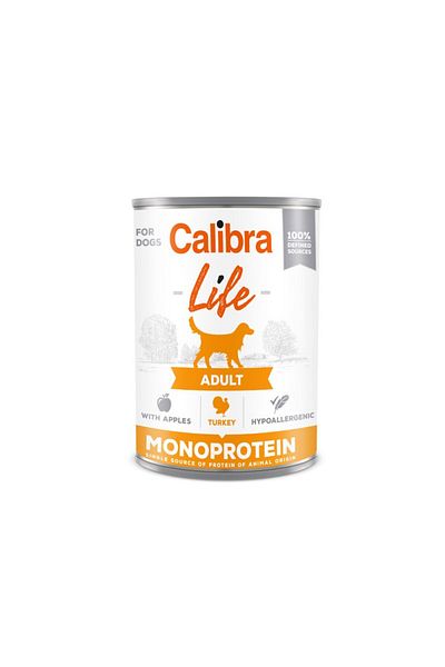CALİBRA Hrană umedă pentru câini Calibra Dog Life cu curcan și mere, la conservă 400g