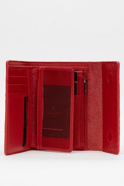 Grande Gd 2784 Real Leather Card Holder Magnet Cover Women's Wallet Red