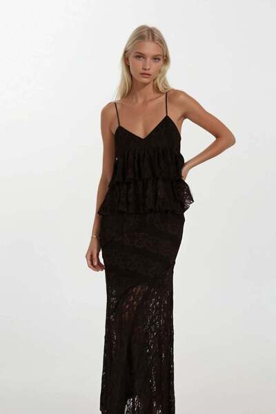 FABB Brown Lace Blouse Skirt Set