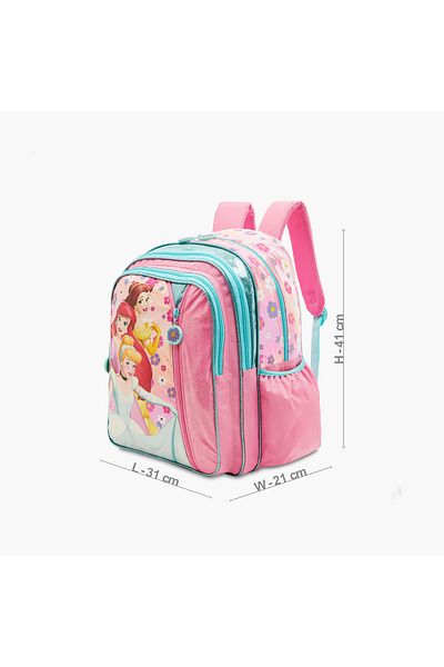 Disney Princess Print Backpack with Adjustable Straps and Zip Closure - 16 inches