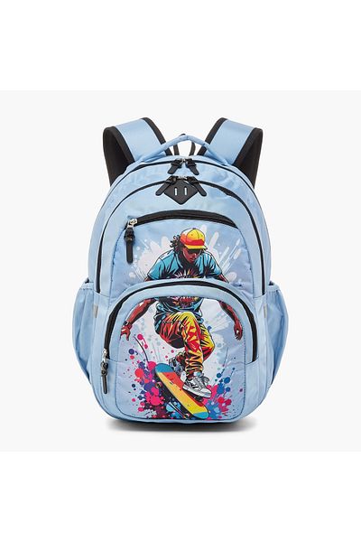 Juniors Graphic Print Backpack with Zip Closure and Adjustable Shoulder Straps - 18 inches