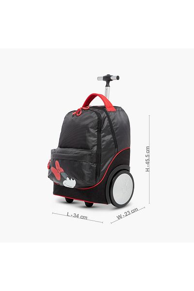 Disney Minnie Mouse Print Trolley Bag with Retractable Handle and Zip Closure - 18 inches