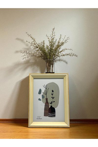 CİHO 13×18 cm Glass Wooden Decorative Contrast White Detailed Photo / Memory Frame