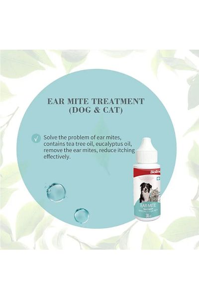 Bioline Ear Mite Treatment for Dogs & Cats, 30ml - Natural & Effective