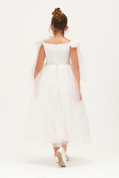 SUBU TASARIM Girls' Shoulder Bow Evening Dress White Tbskvc3008
