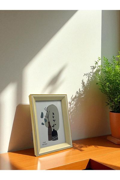 CİHO Ciho 10×15 cm Glass Wooden Decorative Contrast White Detailed Photo / Memory Frame