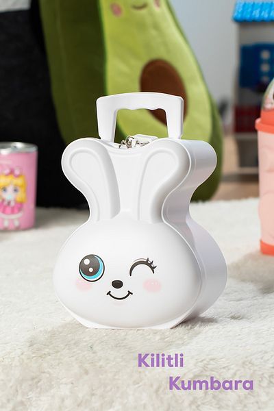 Porsima 041-3 Κλειδαριά PVC Smiling Face Piggy Bank Λευκό 12,5X15,5cm