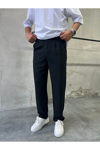 DİFRANSEL Comfortable Fit Pleated Fabric Baggy Pants