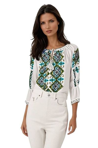 rody's forever Women's blouse type ie 257 white/green size S