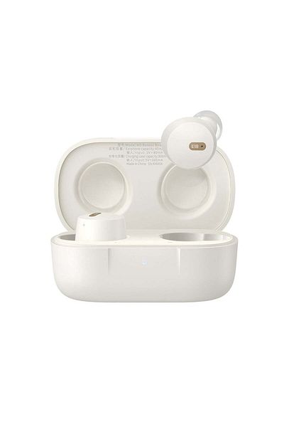 Baseus Căști Bluetooth fără fir, Bluetooth 5.3, USB-C, stație de încărcare, rezistente la apă IPX4, albe