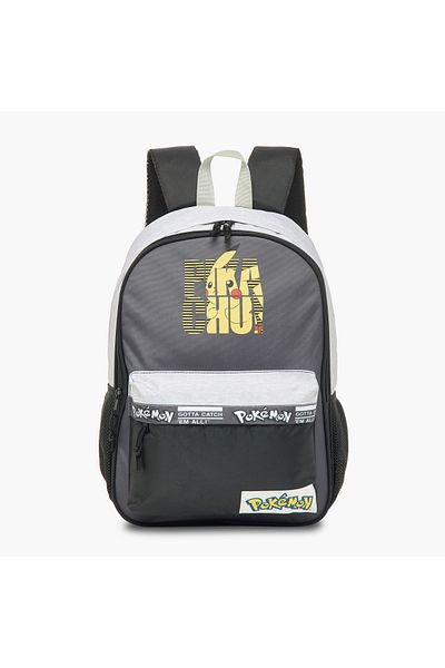 Pokemon Pikachu Print Backpack with Adjustable Straps and Zip Closure - 16 inches