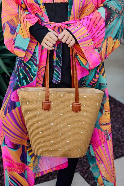 Remsa Mayo Stoned Straw Bag Τσάντα παραλίας 2006 Camel