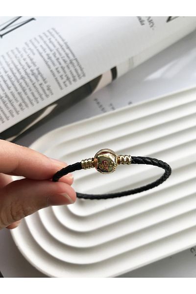 Dinçerler tekstil Black Braided Leather Bracelet