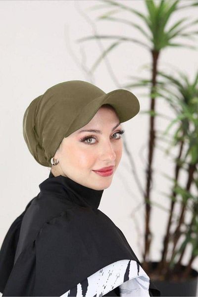 NS TASARIM MAYO Selena Khaki Snap Design Hijab Bonnet
