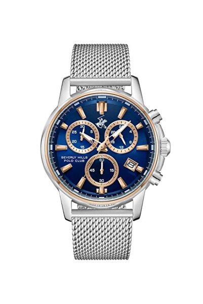 Beverly Hills Polo Club ساعة بيفرلي هيلز بولو كلوب للرجال متعددة الوظائف بمينا زرقاء داكنة - BP3647X.390