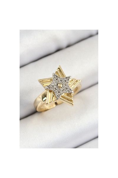 Skygo Brass Zircon Stone Star Model Gold and Silver Color Women's Ring - Tj-Byk3794