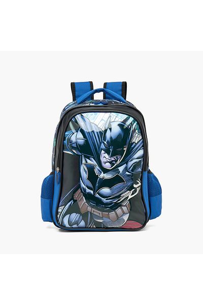 Warner Bros Batman Print Backpack with Adjustable Straps and Zip Closure - 16 inches