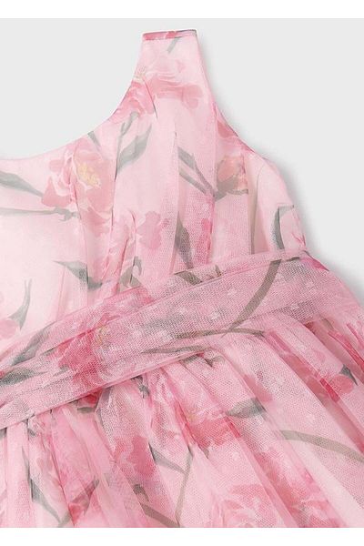 Abel & Lula Abel&Lula Girl's Tulle Dress with Flowers - Pink