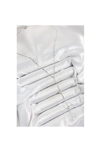 Skygo Brass Zircon Stone Row Butterfly Figure Y Model Silver Color Women's Necklace - Tj-Bko10317