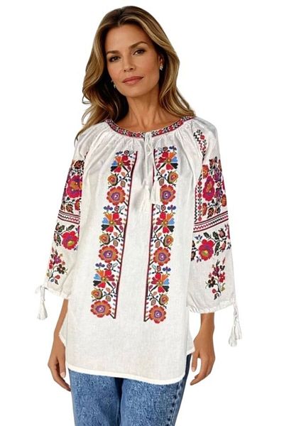 rody's forever Women's blouse type ie 257 white/orange, size L
