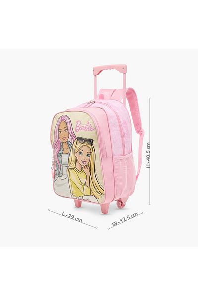 mattel مجموعة حقيبة ظهر بعجلات مطبوعة بشخصية باربي، مكونة من 5 قطع - 16 بوصة