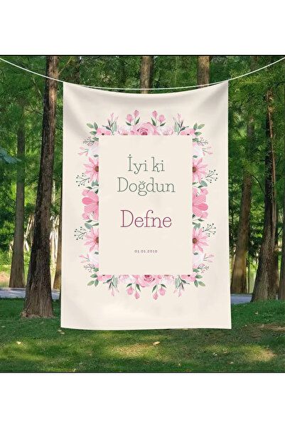 GREENDECOR Kişiye Özel Doğum Günü Duvar Örtüsü İyi ki Doğdu Happy Birthday İs...