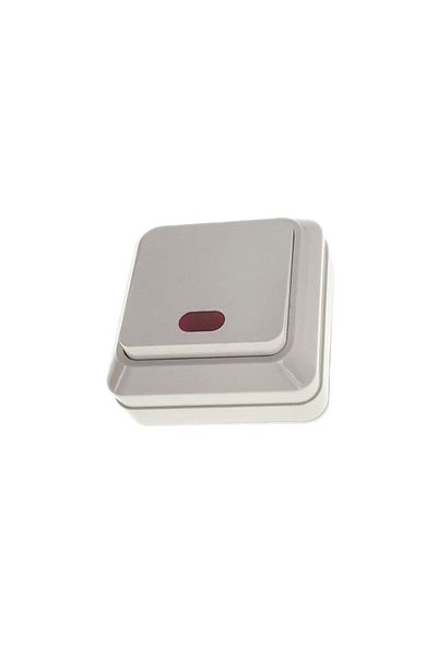 flores Simple switch with indicator light, FE-40446, surface mounting, 10A 250V, 70x70x36mm, white