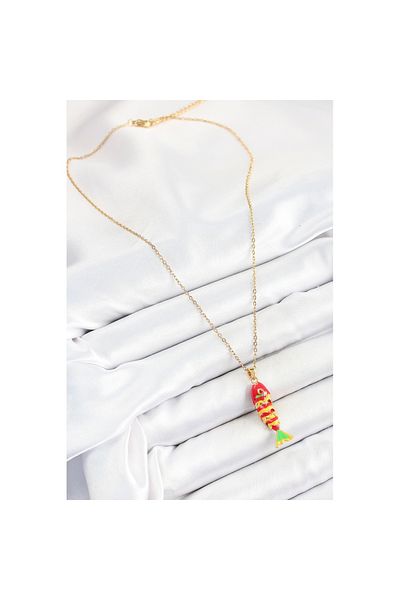 Skygo 316L Steel Chain Mixed Color Fish Model Gold Women's Necklace - Tj-Bko10328