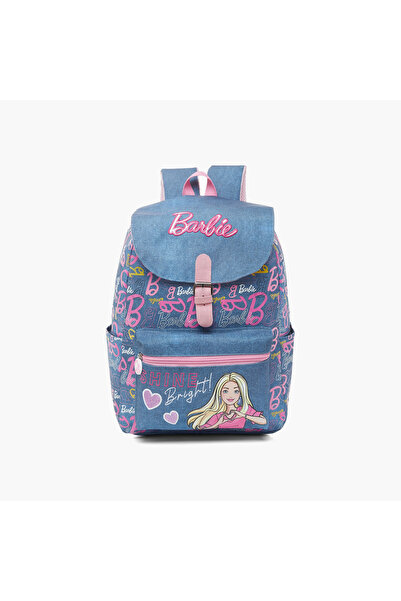 mattel All-Over Barbie Print Backpack with Adjustable Shoulder Straps and Buckle Closure - 16 inches